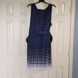 Blue and white polka dot work dress